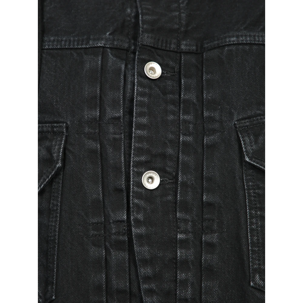 Sacai Zwarte Denim Wol Jas Black Dames