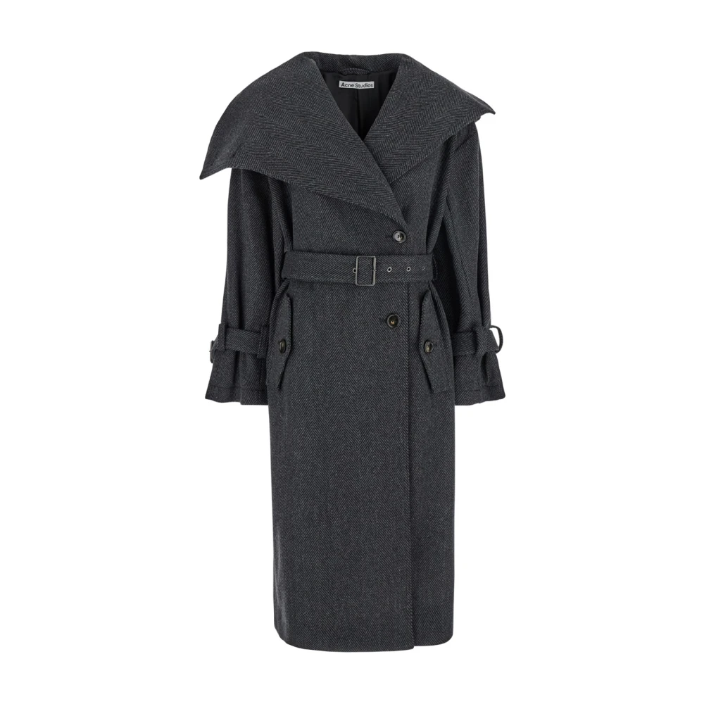 Acne Studios Dubbelbreasted wollen jas zwart Black Dames