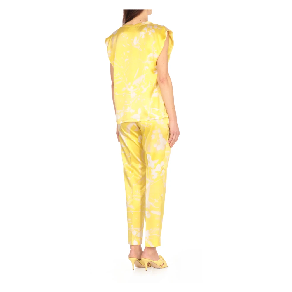 Fabiana Filippi Gele Zijden Mouwloze Crew Neck Top Yellow Dames