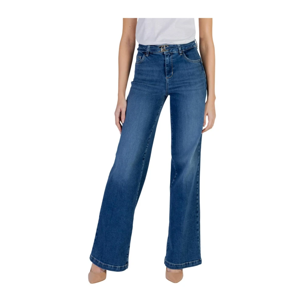 Liu Jo Vrouw Blauw Jeans Met Zakken Aan De Voorkant Met Rits En Knoop En Stretch Katoenmix