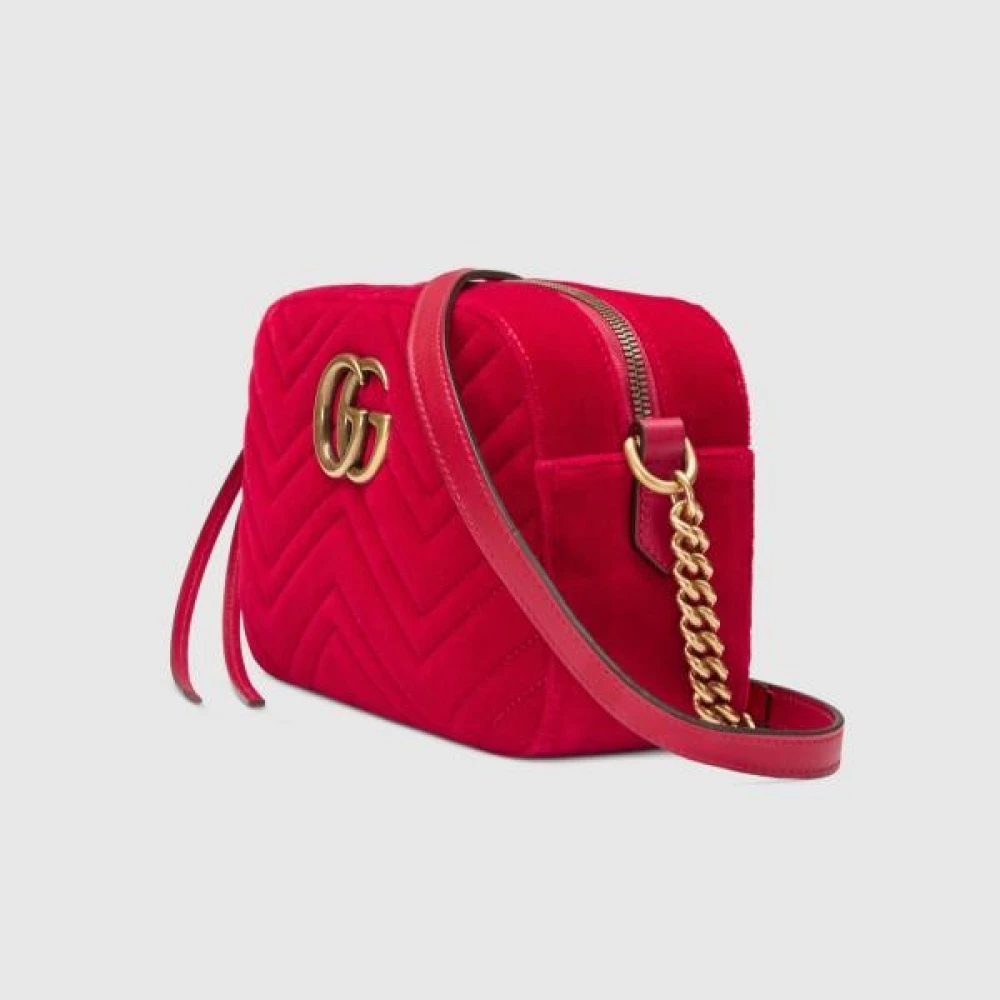 Gucci Marmont fluwelen kleine schoudertas Red Dames
