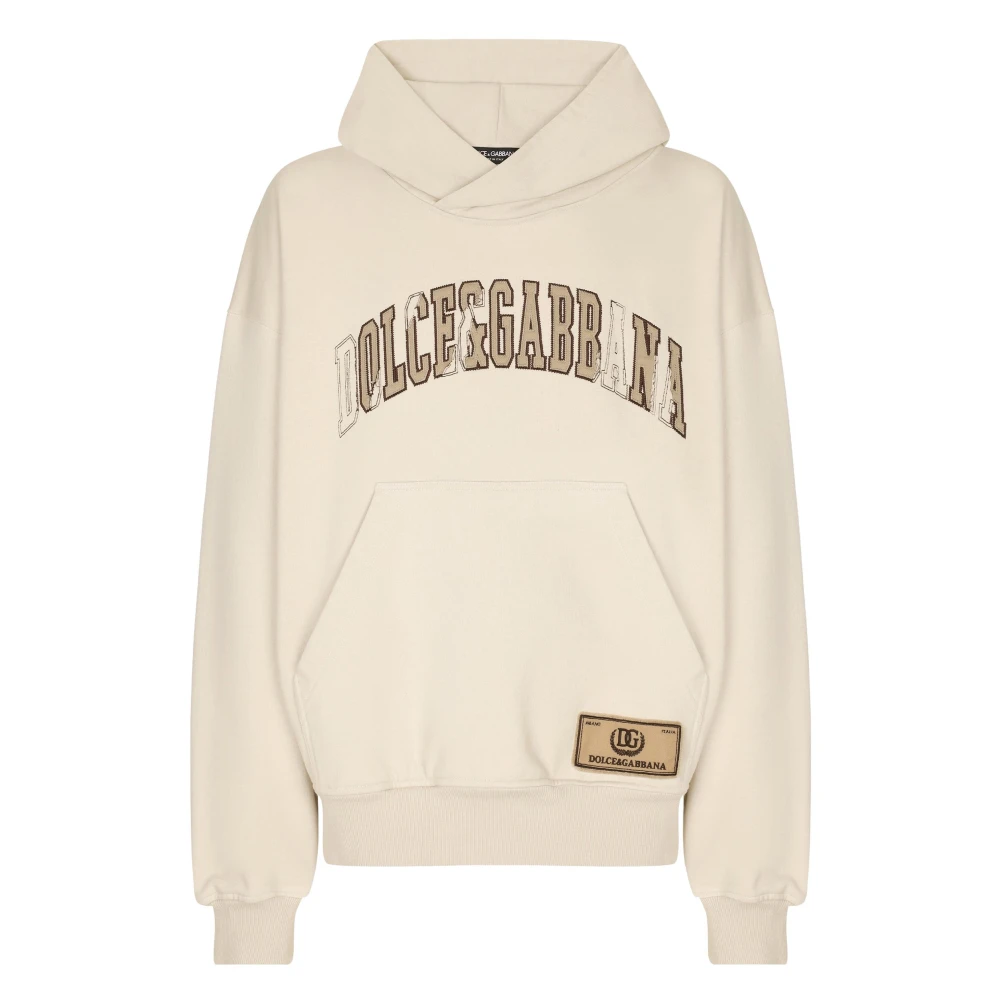 Dolce & Gabbana Beige Sweaters met Logo Borduurwerk Beige Heren
