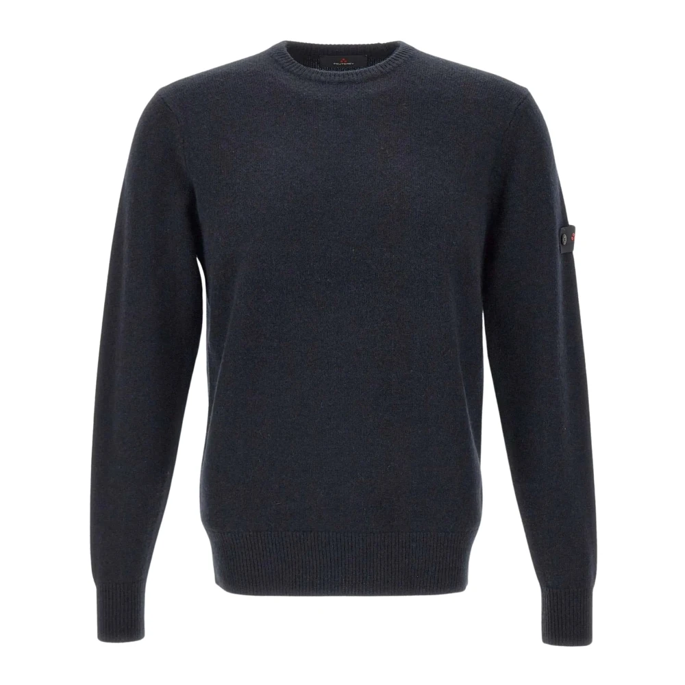 Peuterey , Round-Neck Knitwear, Male, Blue, M, Jumper With Logo Patch
