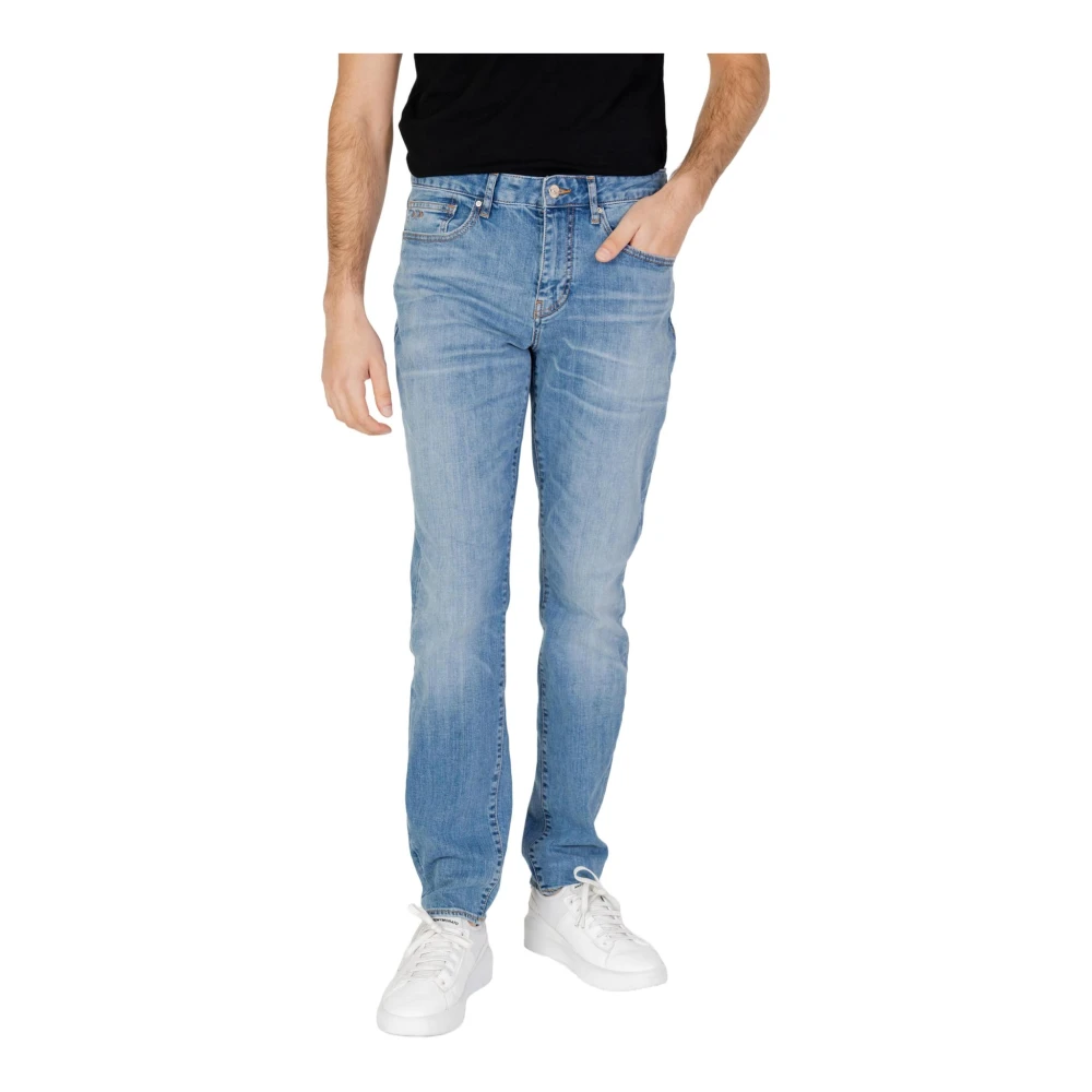 Armani Exchange Blauwe Plain Jeans met Rits Sluiting Blue Heren
