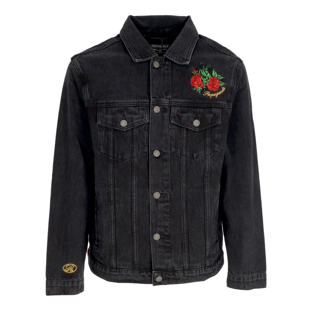Propaganda Zwarte Denim Jack met Kraag Black Heren