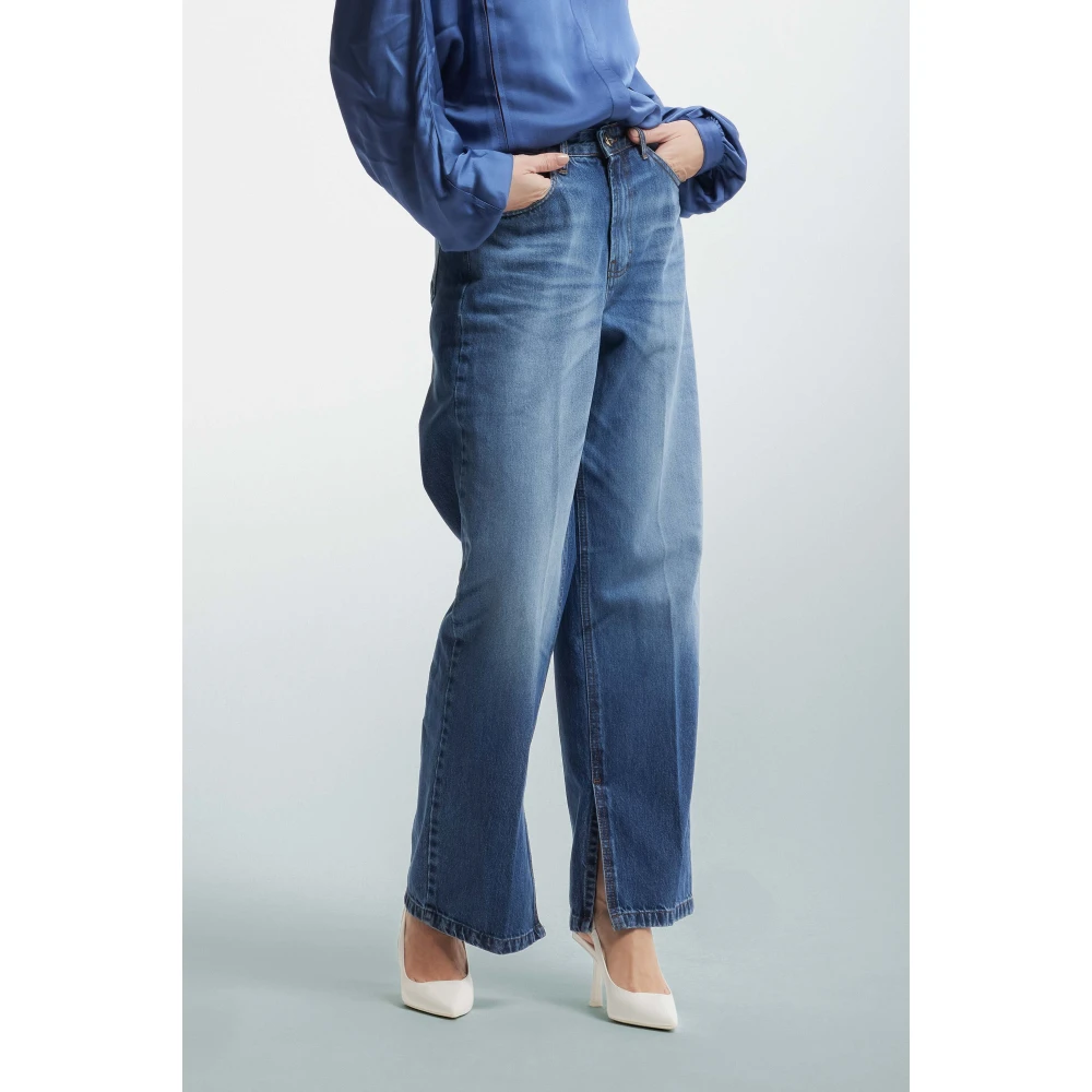 Kocca Stone-washed wijde jeans met splitten Blue Dames