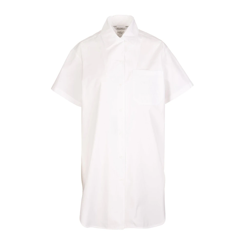Max Mara Geborduurde Chemisier Jurk met Korte Mouwen White Dames