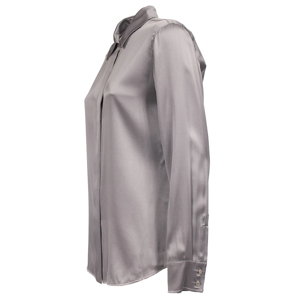 Max Mara Studio Zijden overhemd met juweelknopen Gray Dames
