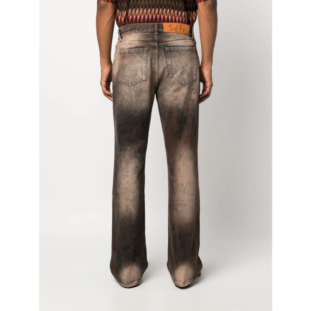 Séfr Hoge taille flare jeans in zwart denim Brown Heren