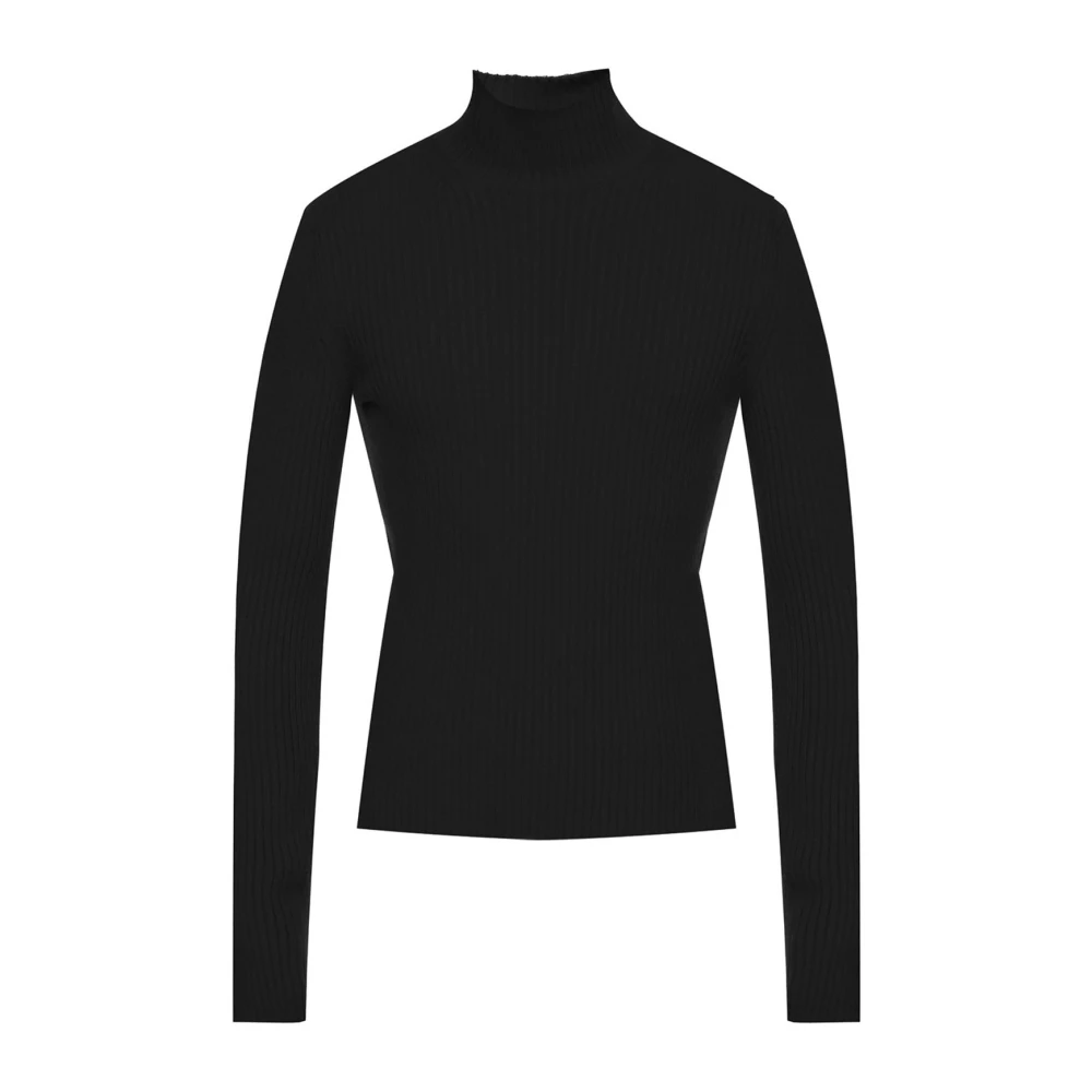 Balenciaga Ribgebreide Coltrui Kasjmiermix Trui Black Heren