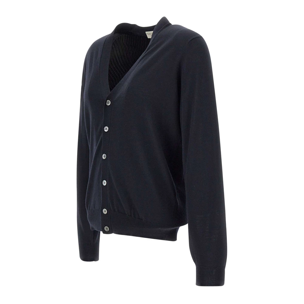 Filippo De Laurentiis Merino Wol Vest Navy Blauw V-Hals Blue Heren