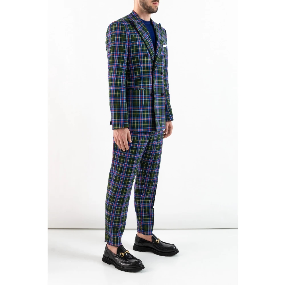 Corsinelabedoli Geruite Print Double-Breasted Jas Multicolor Heren