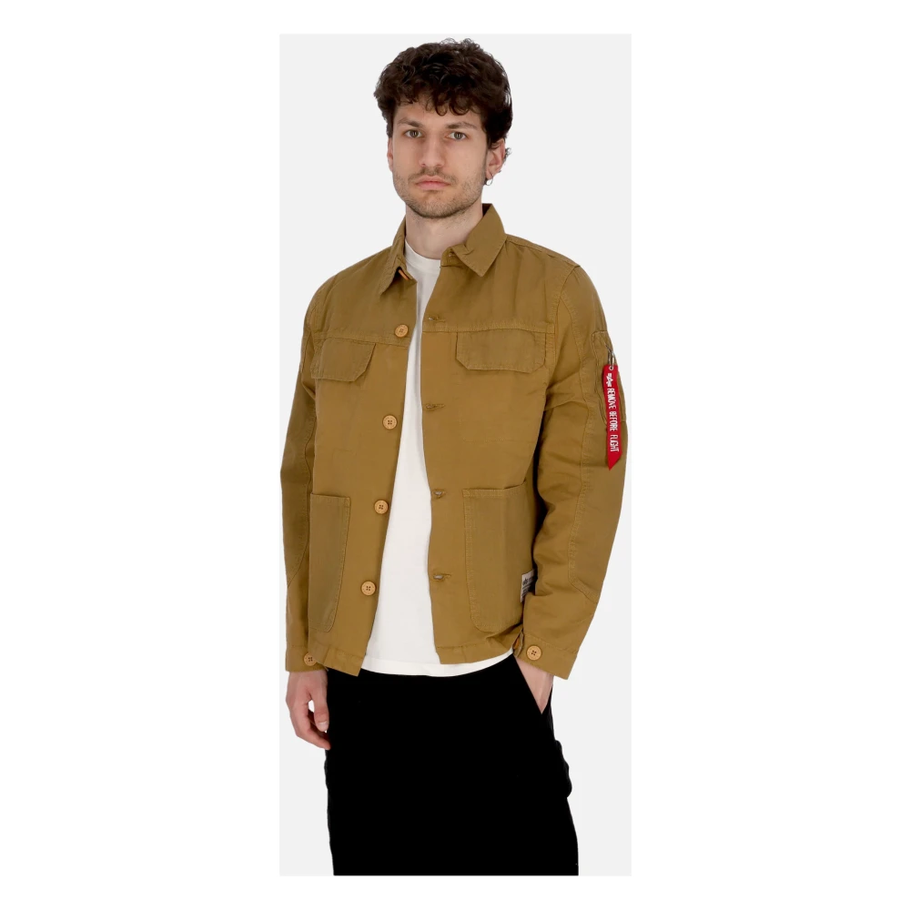 alpha industries Kleur Blok Overshirt Jas Khaki Beige Heren