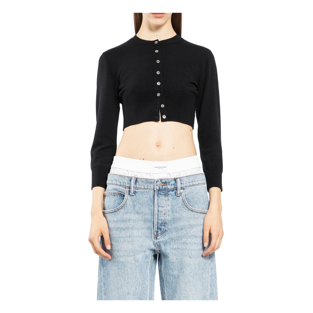 Alexander wang Geborduurd Logo Kort Vest Black Dames
