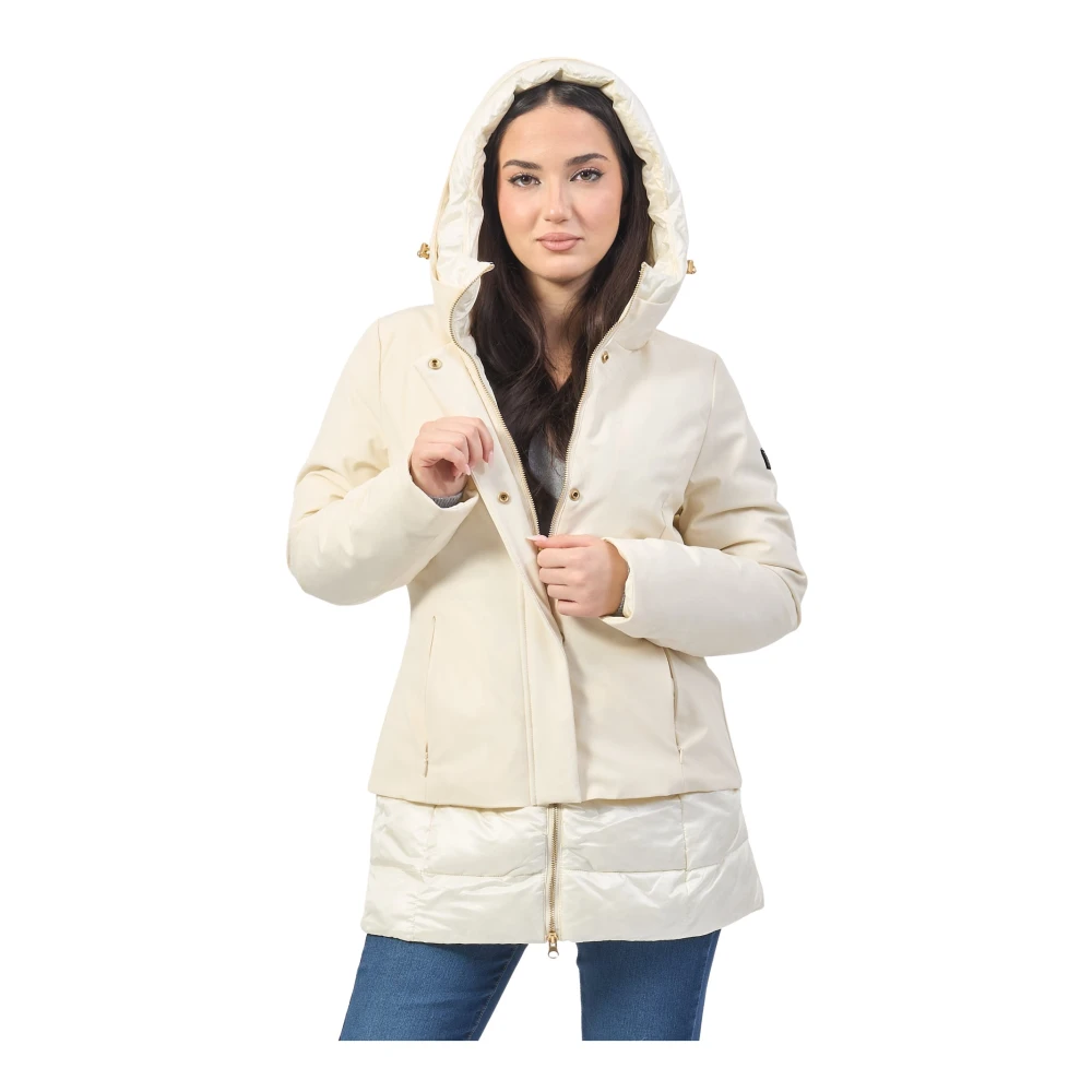 YES ZEE Ivoor Gewatteerde Hoodiejas Beige Dames