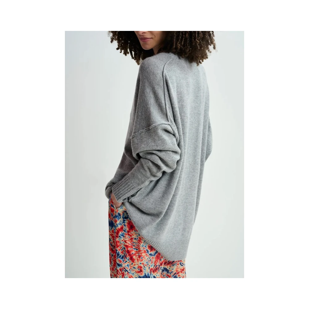 Essentiel Antwerp Oversized V-hals Gebreide Trui Gray Dames
