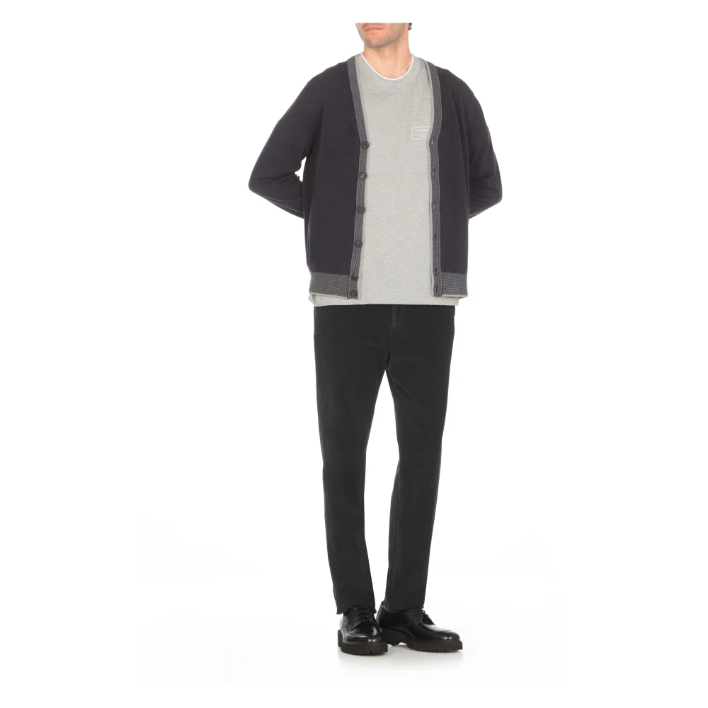 PESERICO Blauwe Wol V-Hals Trui Blue Heren