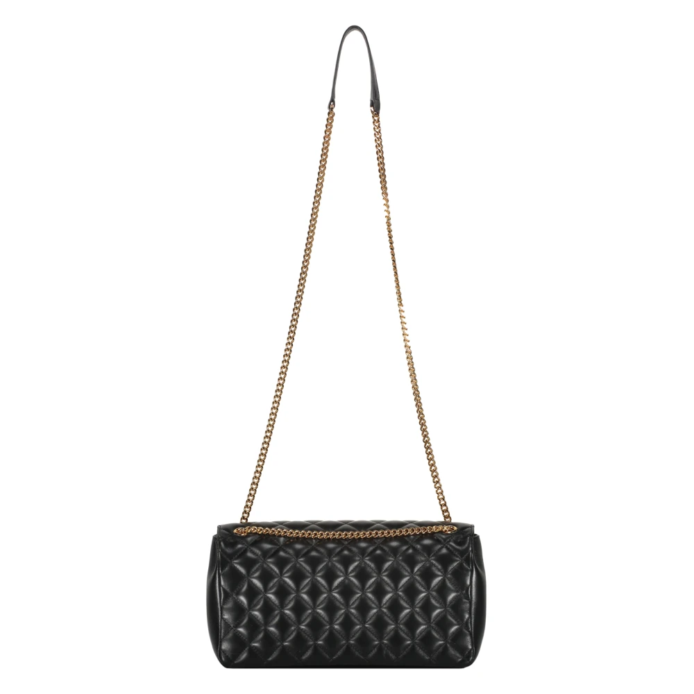 Versace Gewatteerde leren crossbodytas met ketting Black Dames