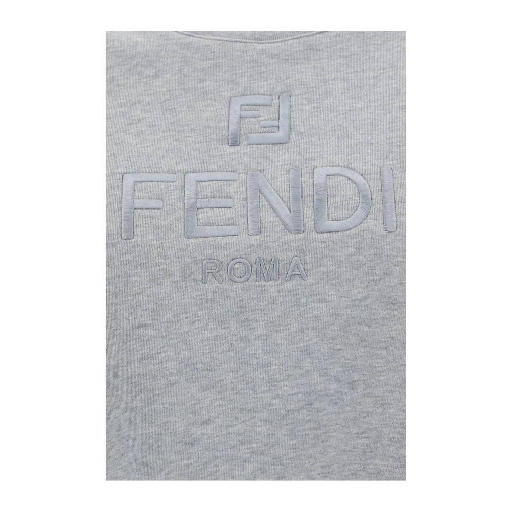 Fendi Monogram Cropped Sweatshirt met Geribbelde Details Gray Dames