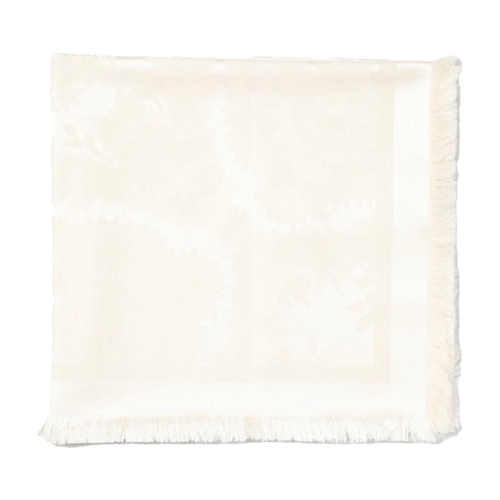 ETRO Paisley Jacquard Wol Zijde Sjaal Beige Dames