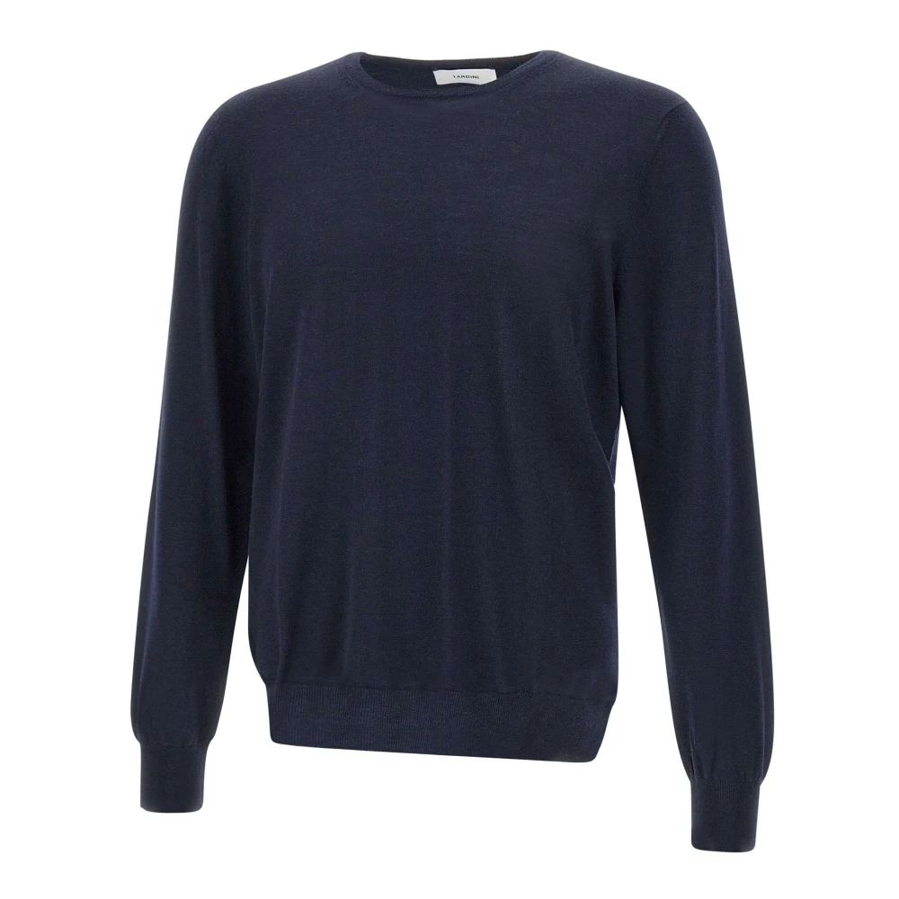 Lardini Navy Blue Wol Crew Neck Sweater Blue Heren