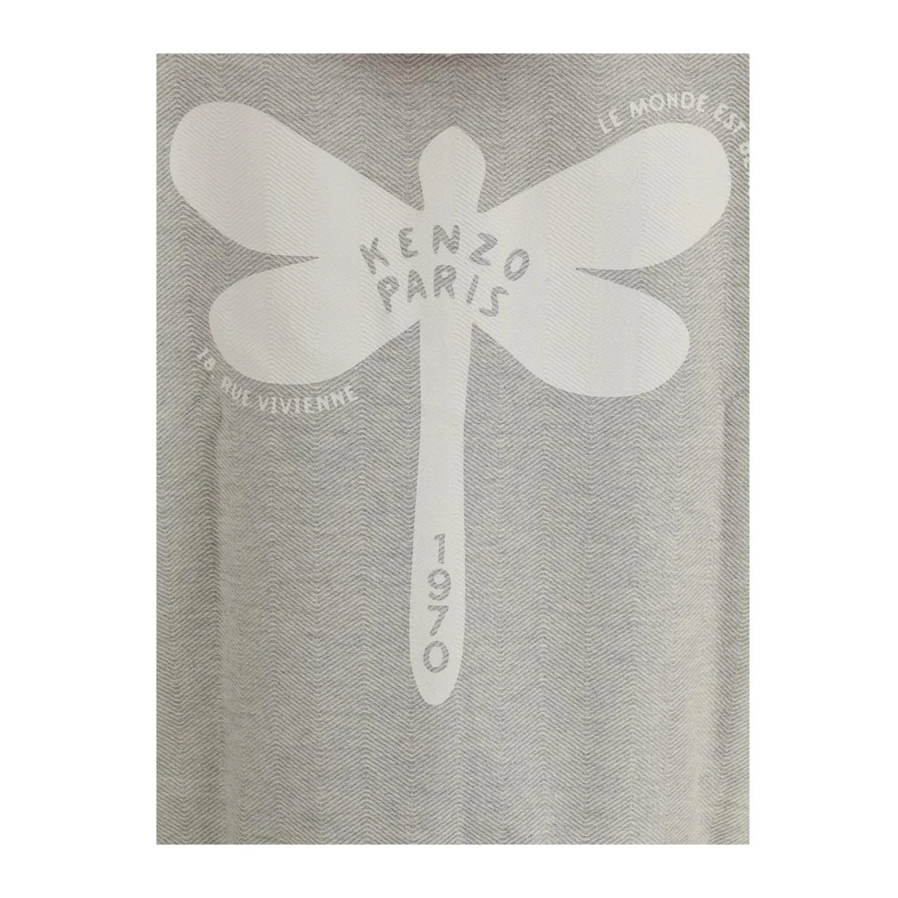 Kenzo Dragonfly Monogram Rits Hoodie Stijlvol Ontwerp Gray Heren