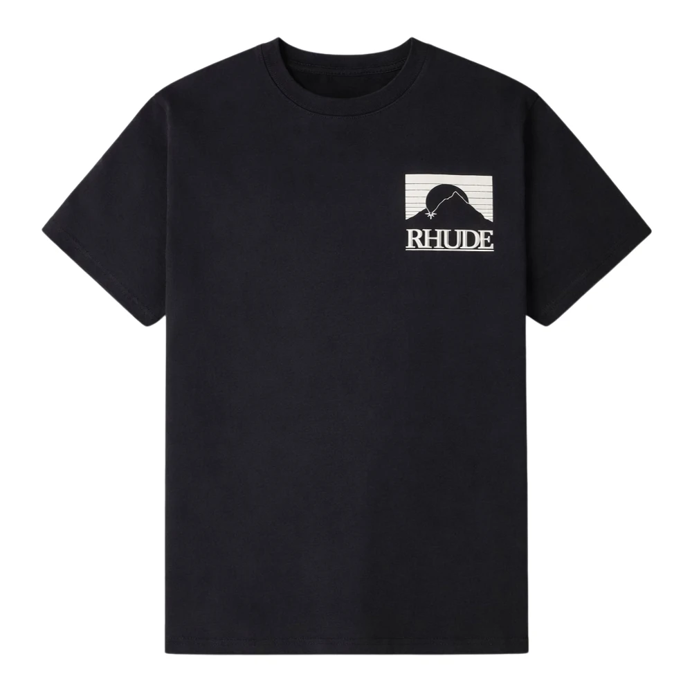 Rhude Mannelijk Zwart Tops Heren, Xl, Katoen, Moonlight Tee