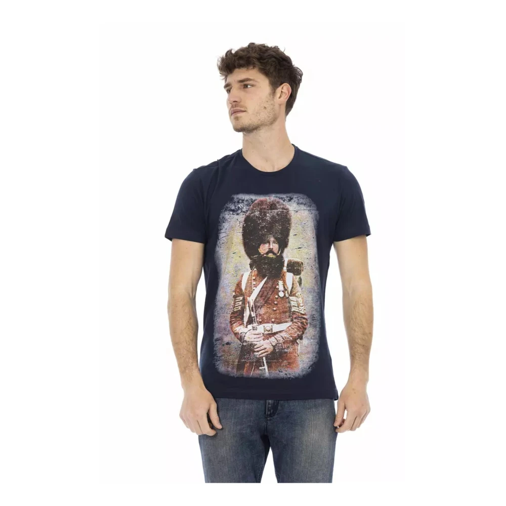 Trussardi Men's Blue T-Shirts, Xl, Cotton T-Shirt With Front Print