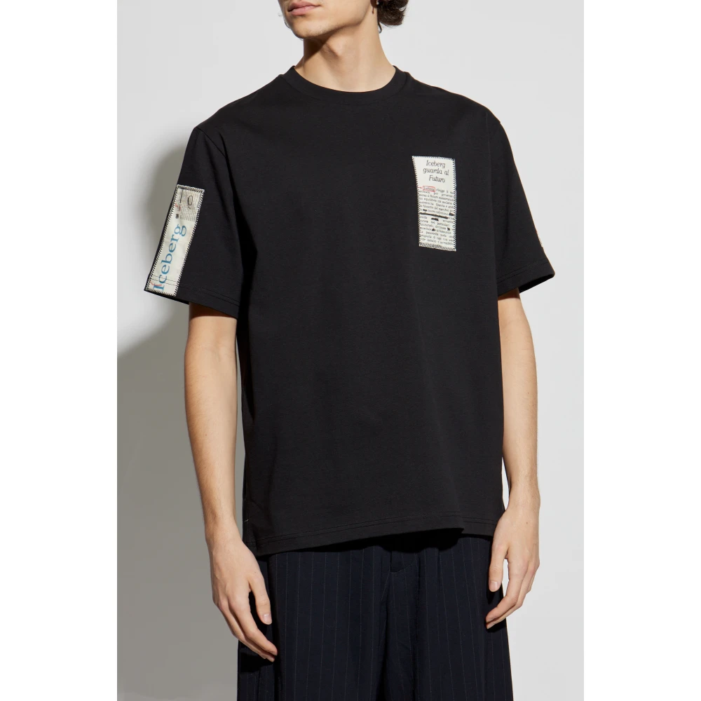 Iceberg T-shirt met patches Black Heren