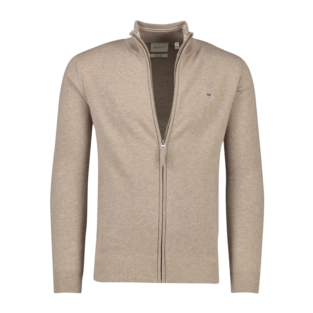 Gant Beige Wol Rits Vest Beige Heren