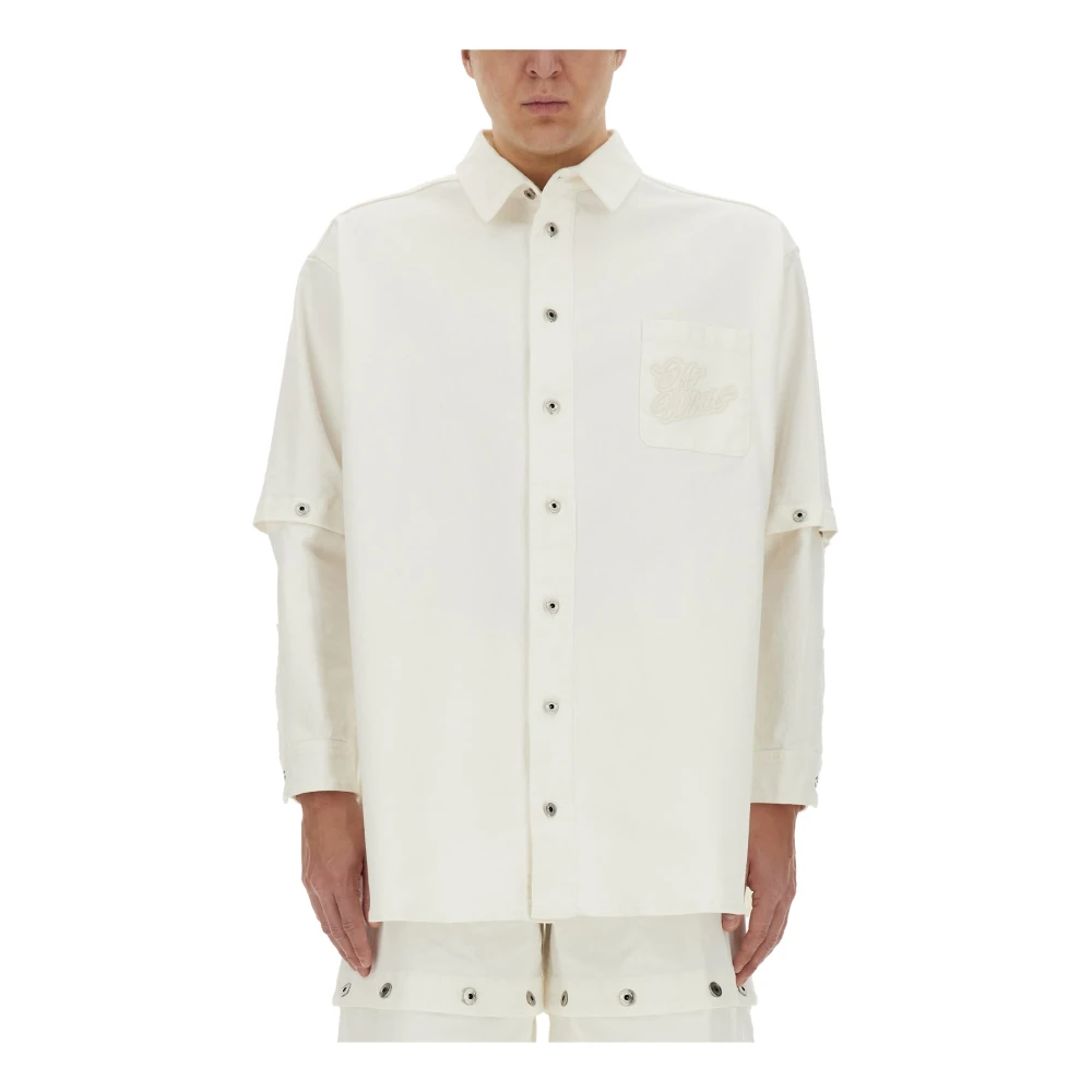 Off White White 90S Logo Overshirt - Male - Off - Casual Shirts - M - Shirts