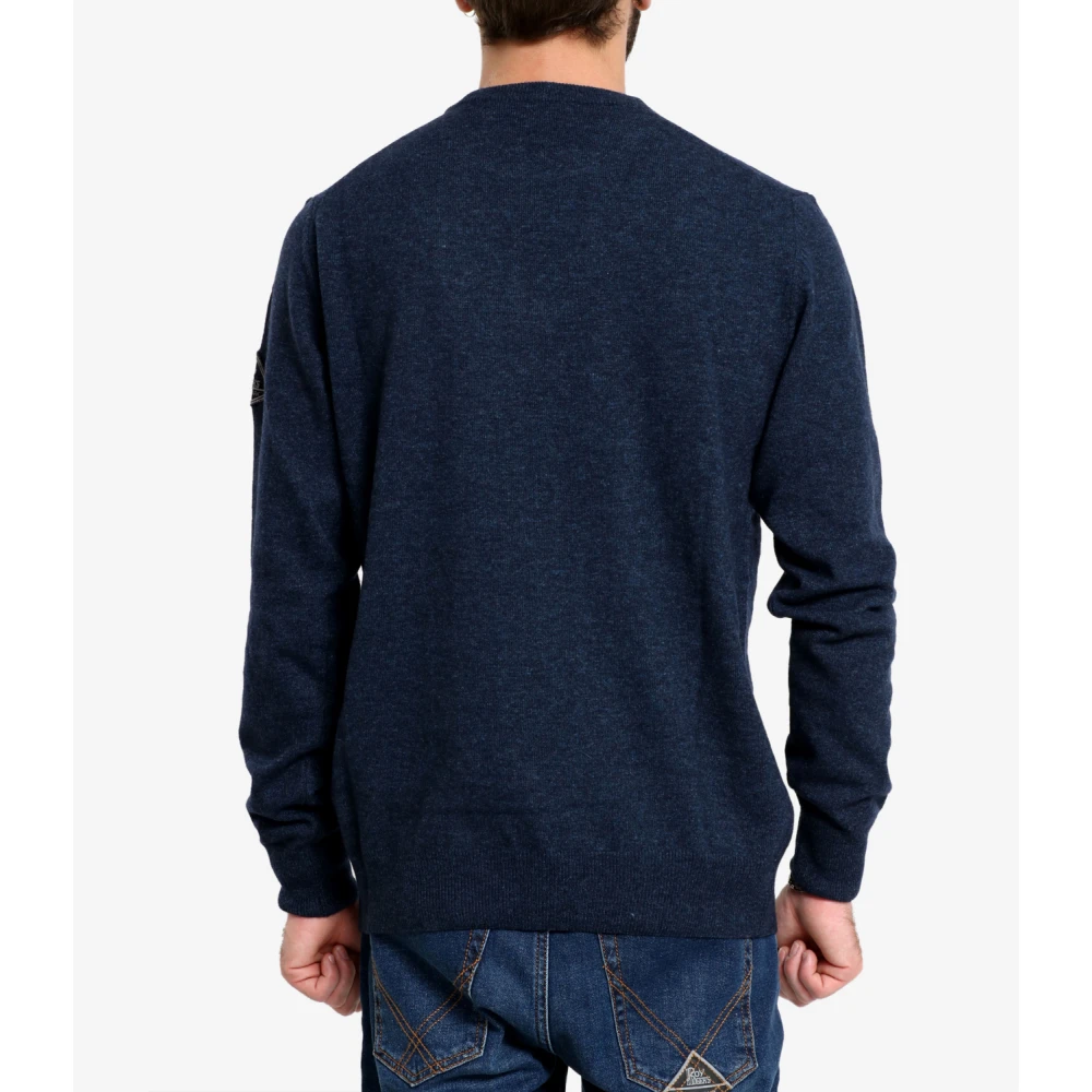 Roy Roger's Blauwe Wol Kasjmier Trui Blue Heren