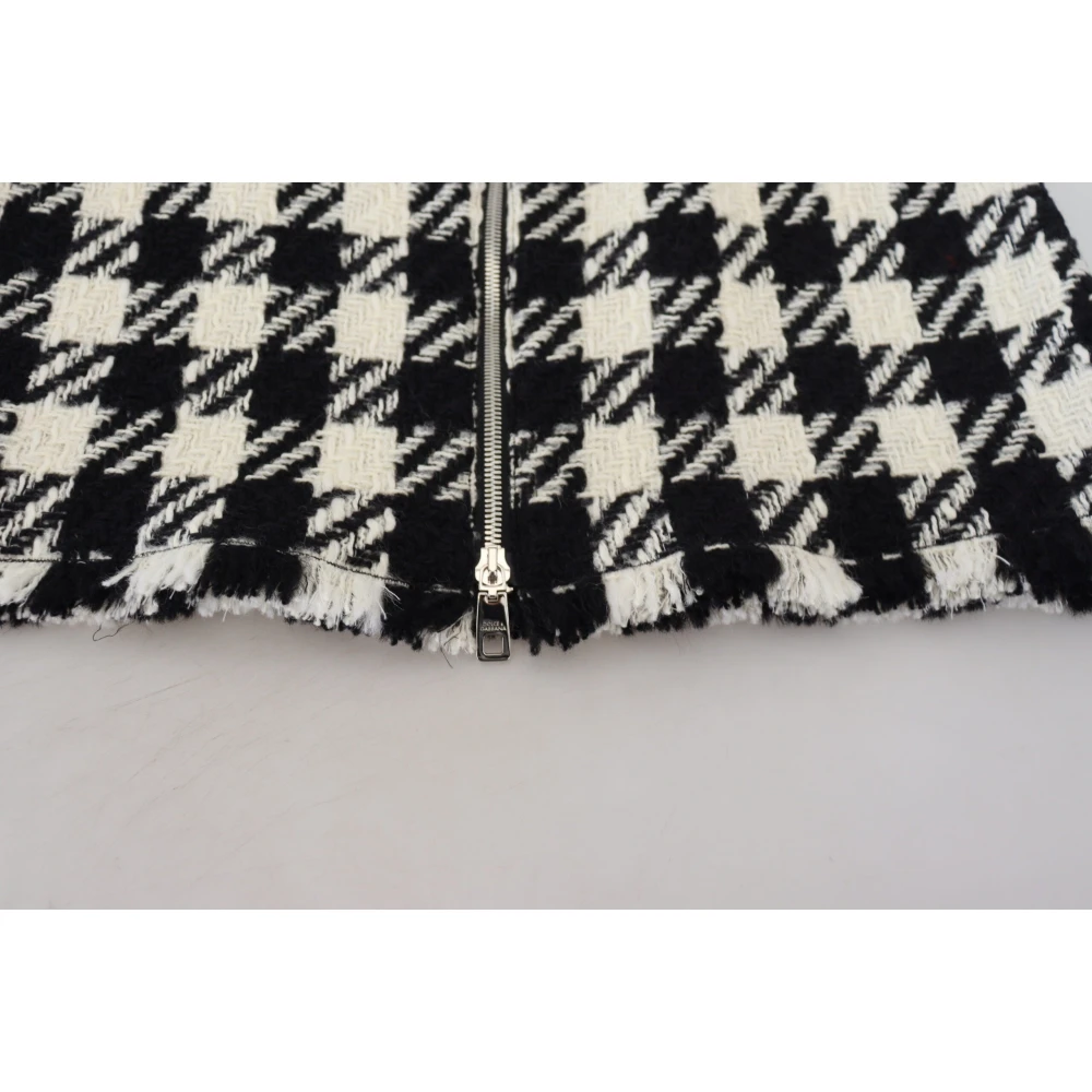 Dolce & Gabbana Houndstooth High Waist Pencil Skirt Black Dames