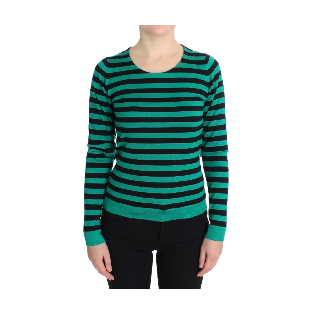 Dolce & Gabbana Women's Green Luxury Striped Cashmere Silk Jumper - Cashmere Knitwear - 2XS - Knitwear