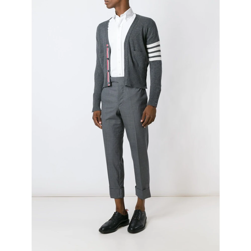 Thom Browne Grijze 4-Bar Cashmere Cardigan Sweater Gray Heren