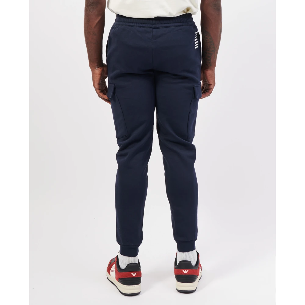 Emporio Armani Blauwe Sweatpants met Zijlogo Zakken Blue Heren