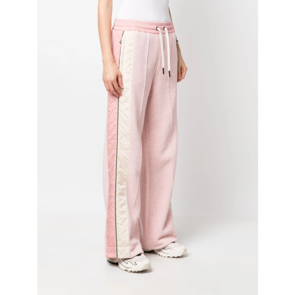 Moncler Roze Gestreepte Katoenen Broek Pink Dames