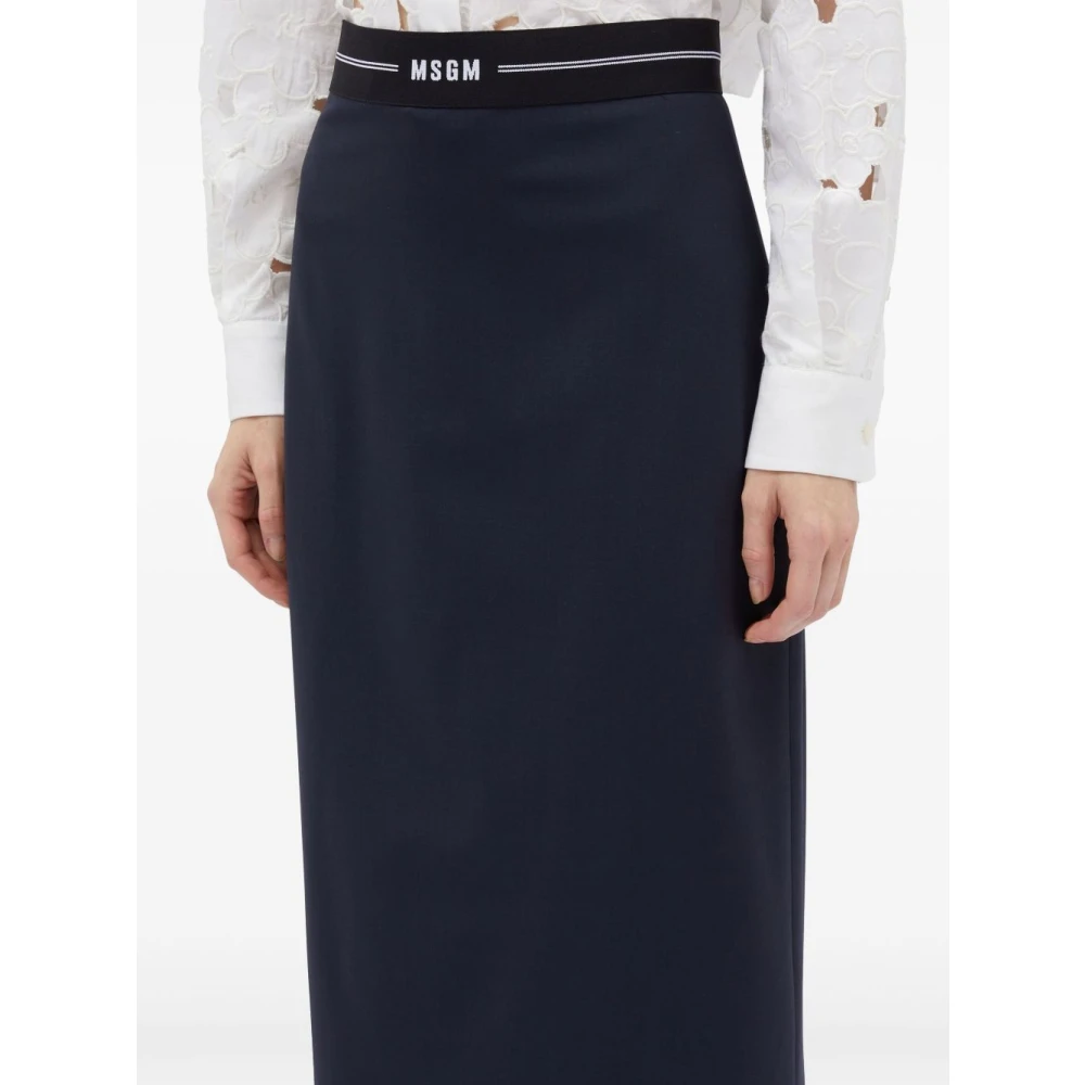 Msgm Blauwe Geplooide Rok Blue Dames