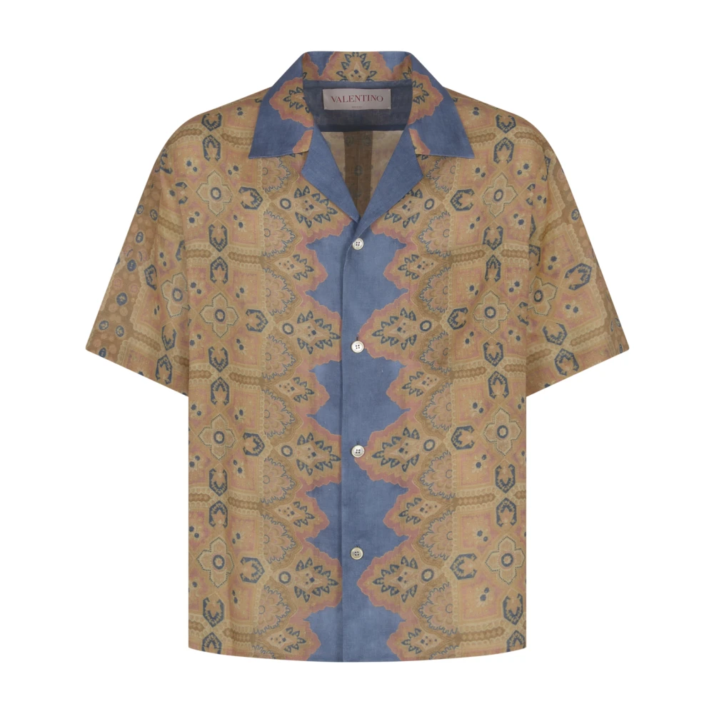 Valentino Men's Imaginaire Print Linen Bowling Shirt