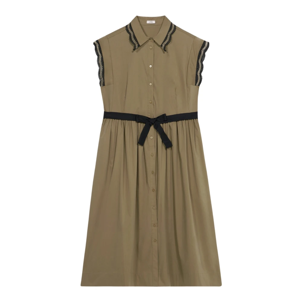Oltre Shirtjurk met Makramee-Detail Brown Dames