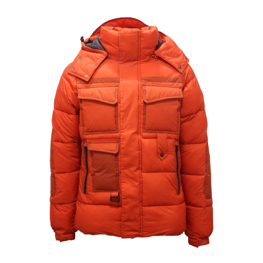 Save The Duck Men's Orange Arctic Egon Nylon Jacket With Removable Hood