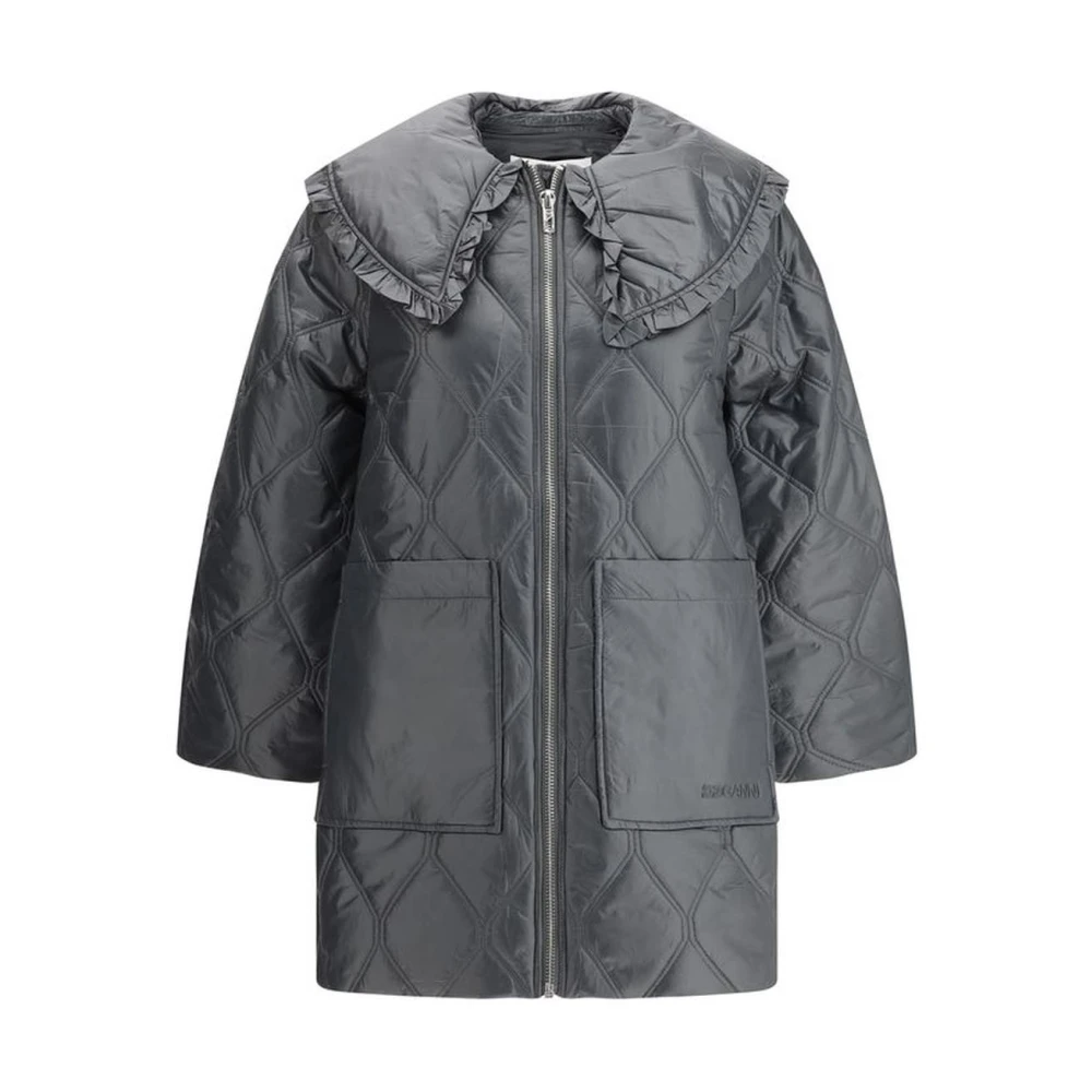 Ganni Gewatteerd Oversized Jack met Zakken Black Dames