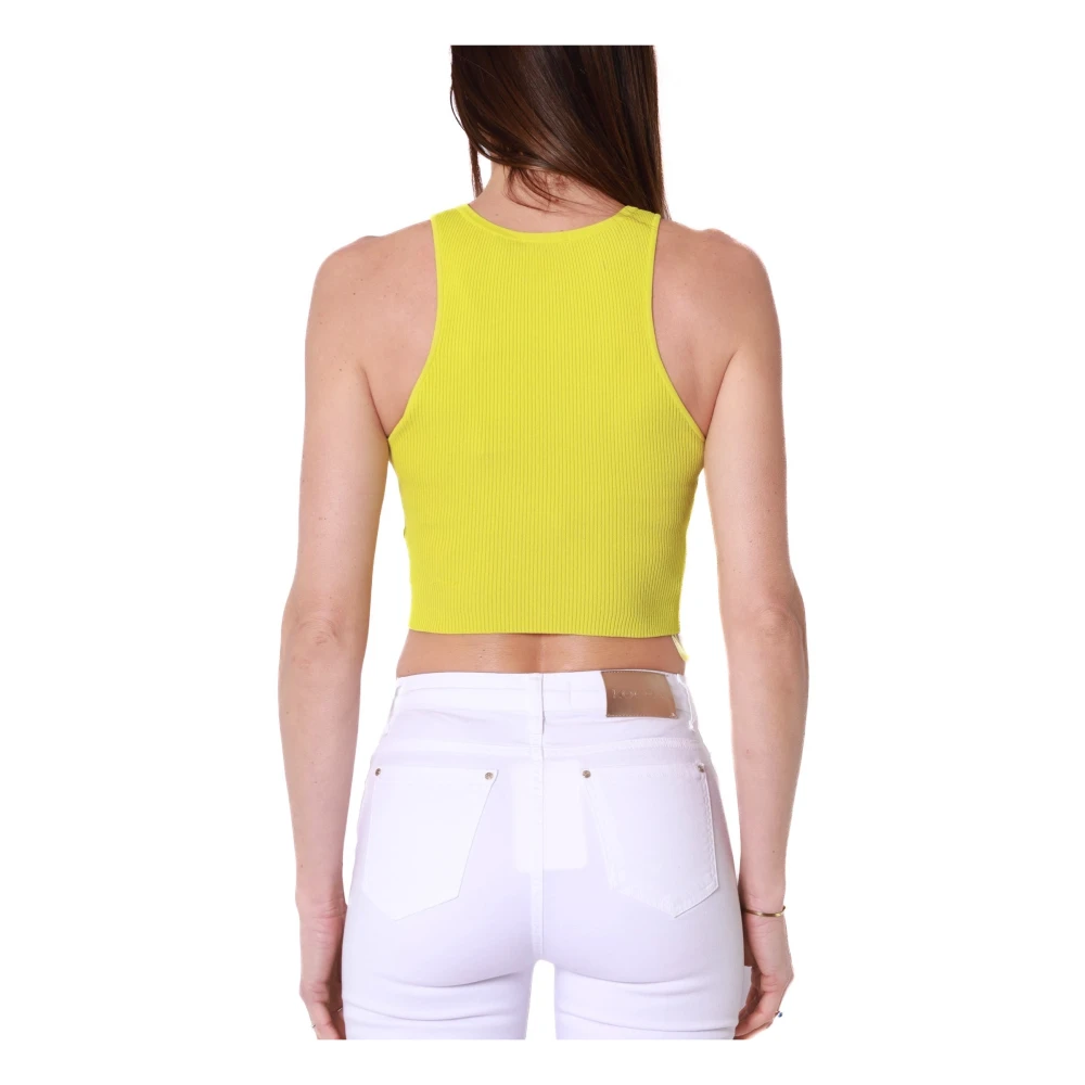 Elisabetta Franchi Geribbeld Geel Crop Top Green Dames