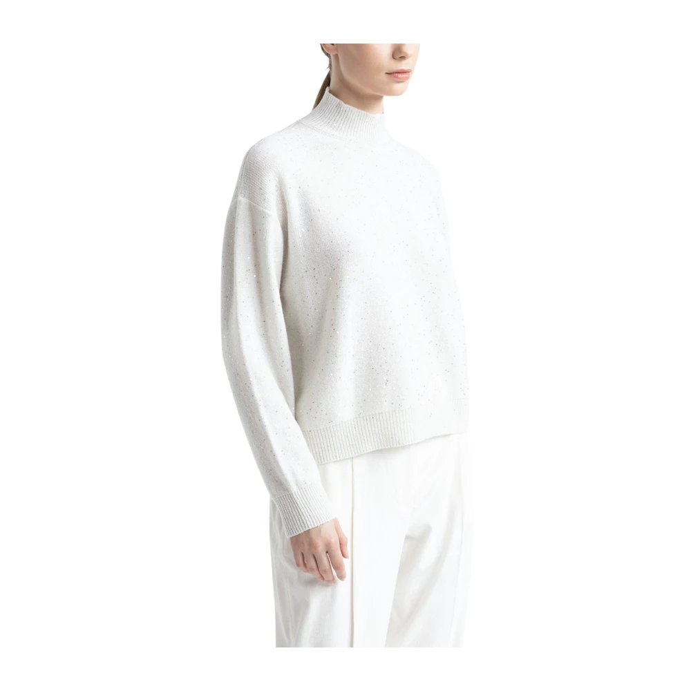 PESERICO Wol kasjmier lurex en pailletten trui White Dames
