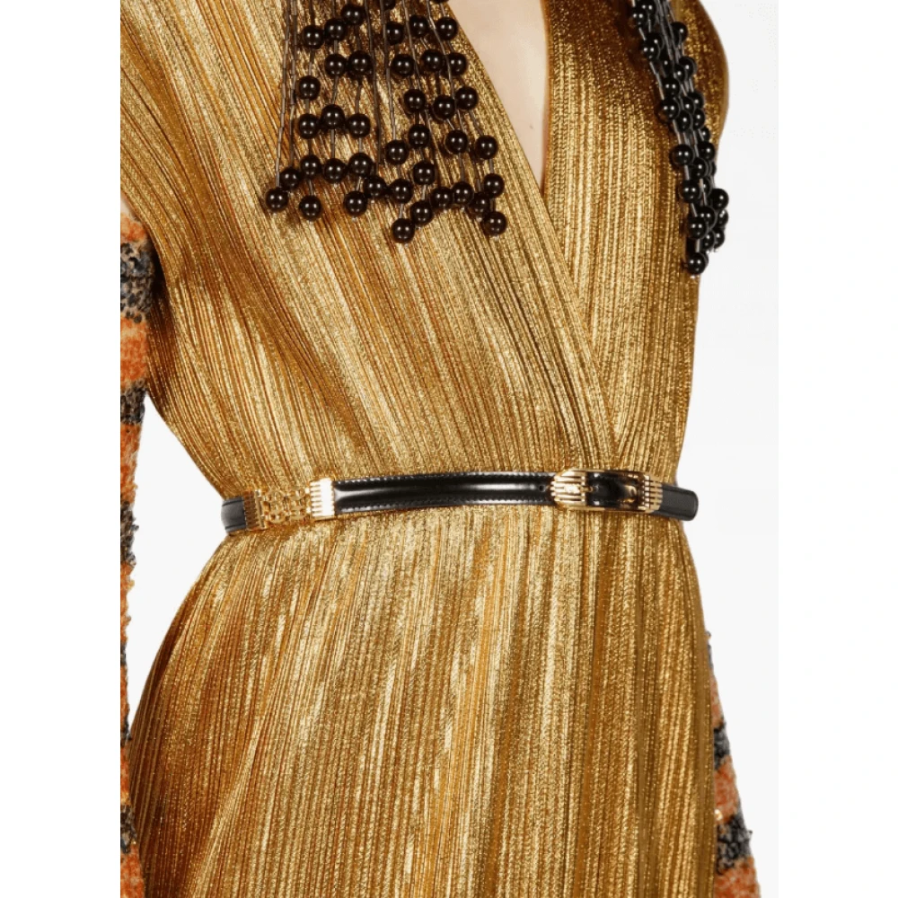Gucci Cady Lamé Midi Jurk Yellow Dames