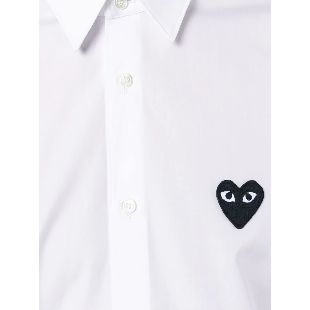 Comme des Garçons Play Zwarte hart geborduurde shirt White Heren