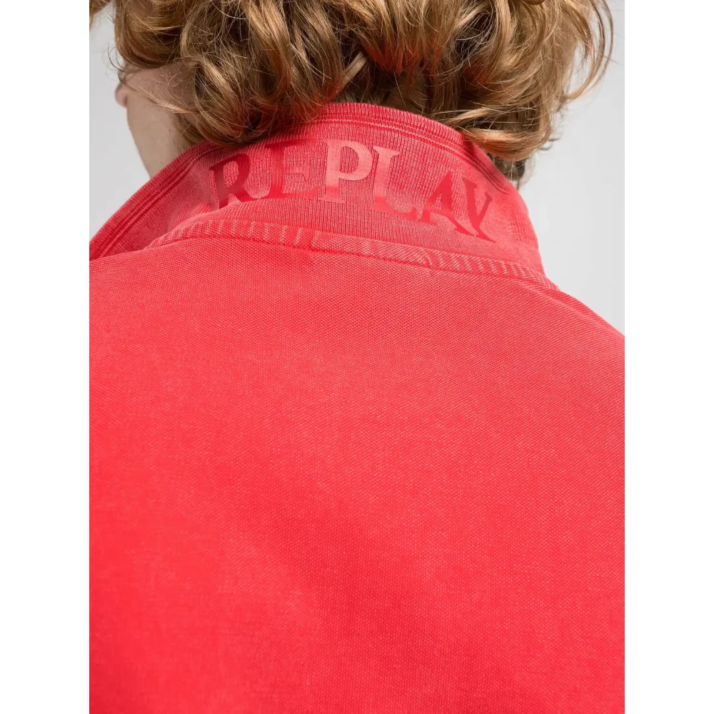 Replay Katoenen polo shirt met geborduurd logo Red Heren