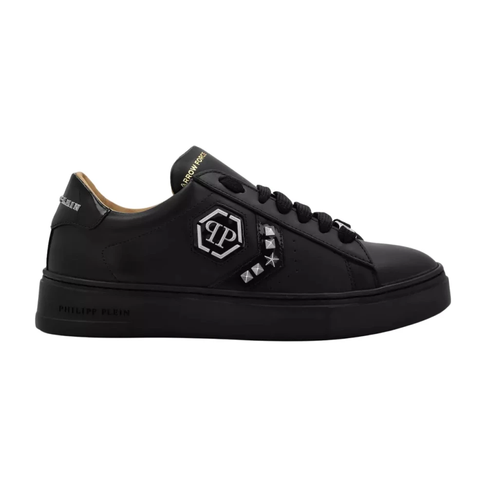 Philipp Plein Lo-Top Leather Arrow Force Studs Sneakers Dames Schoenen Zwart