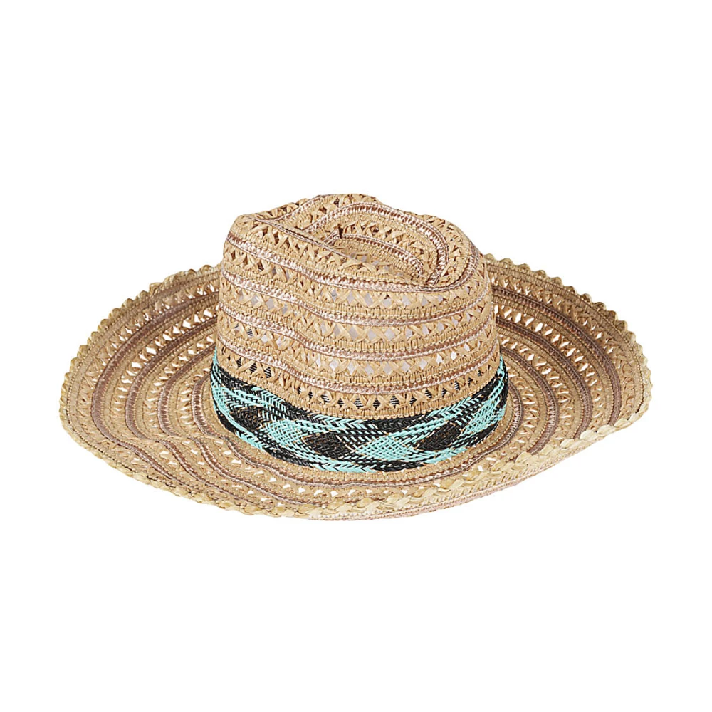 Exquisite J Stijlvolle Raffia Sombrero Hoed MultiKleur Beige Dames