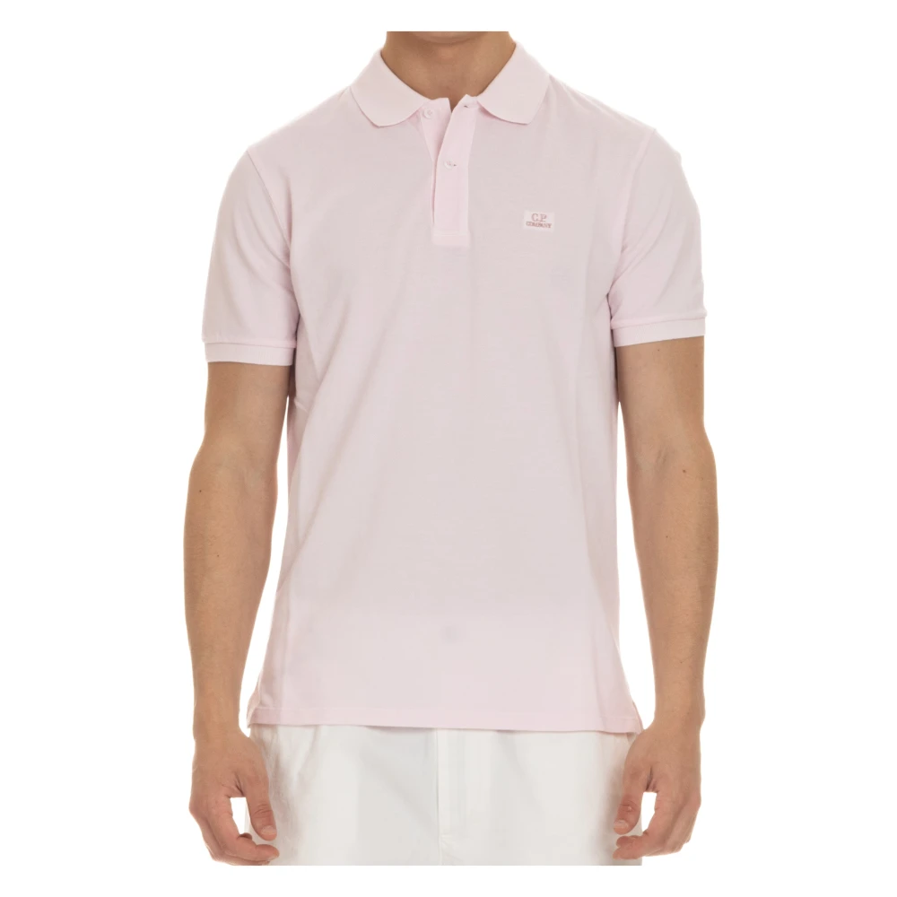 C.P. Company Roze Polo Shirt Logo Borst Pink Heren